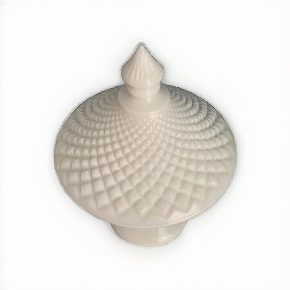 Vintage Westmoreland English Hobnail Sawtooth Milk Glass Compote Dish Lid - Picture 3 of 12
